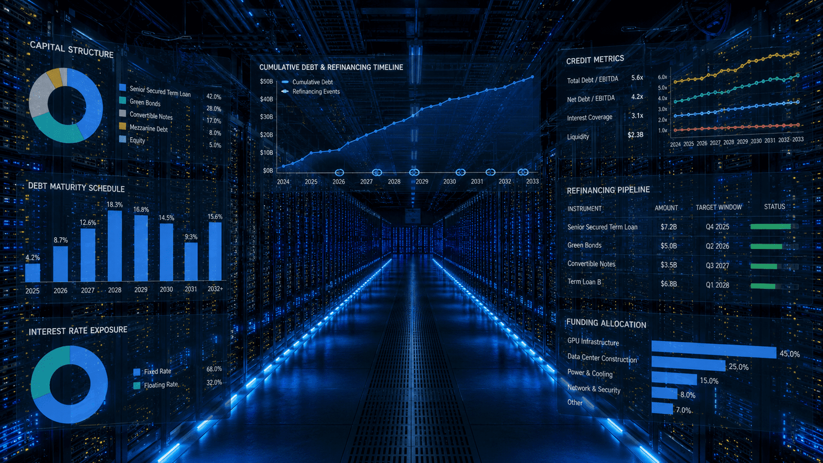 private credit GPU infrastructure risk neocloud debt refinancing wall 2026 collateral rental rates underwriting