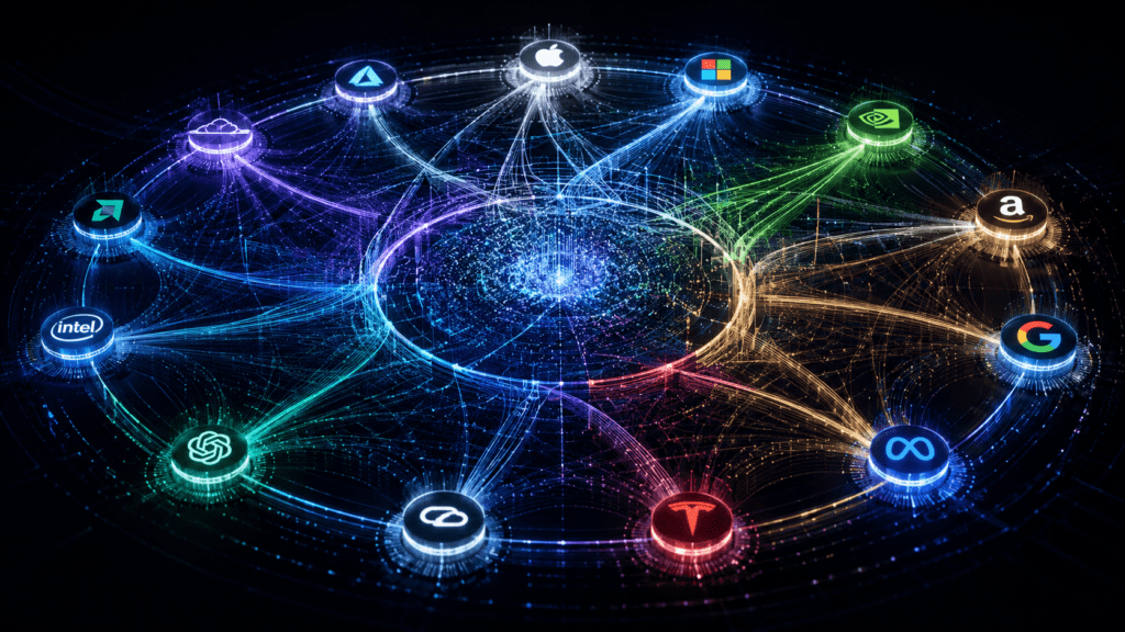 circular AI deals Microsoft OpenAI Nvidia Amazon systemic risk financing loop 2026 Bloomberg documented